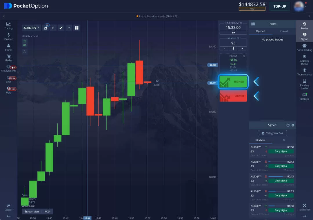 Buka antarmuka trading